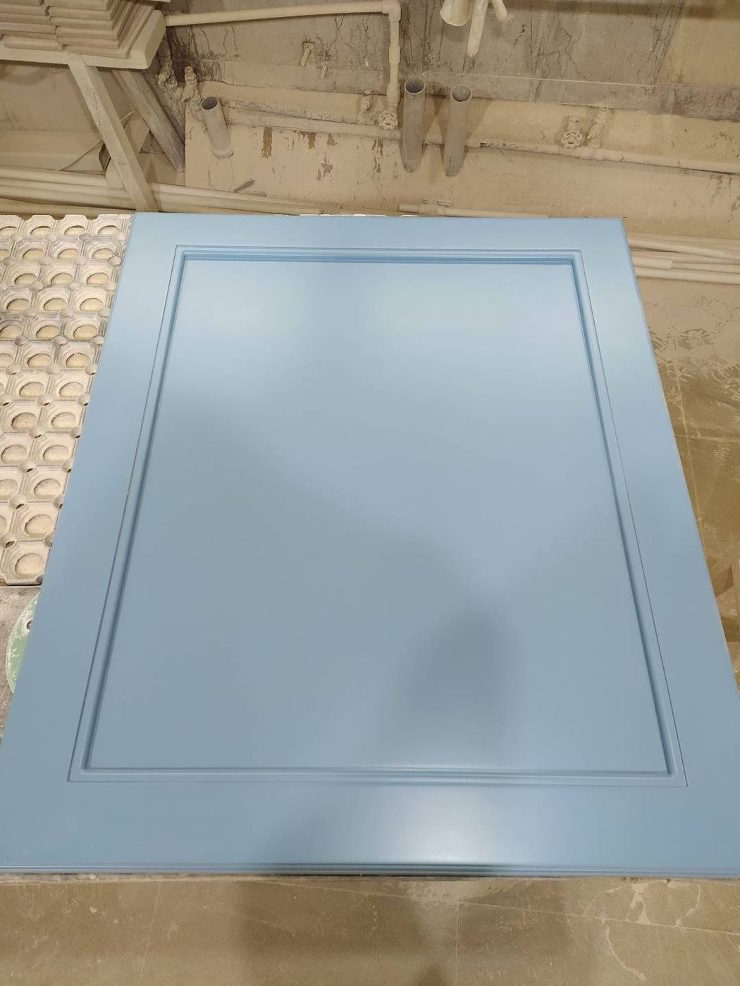 Blue raised-panel door