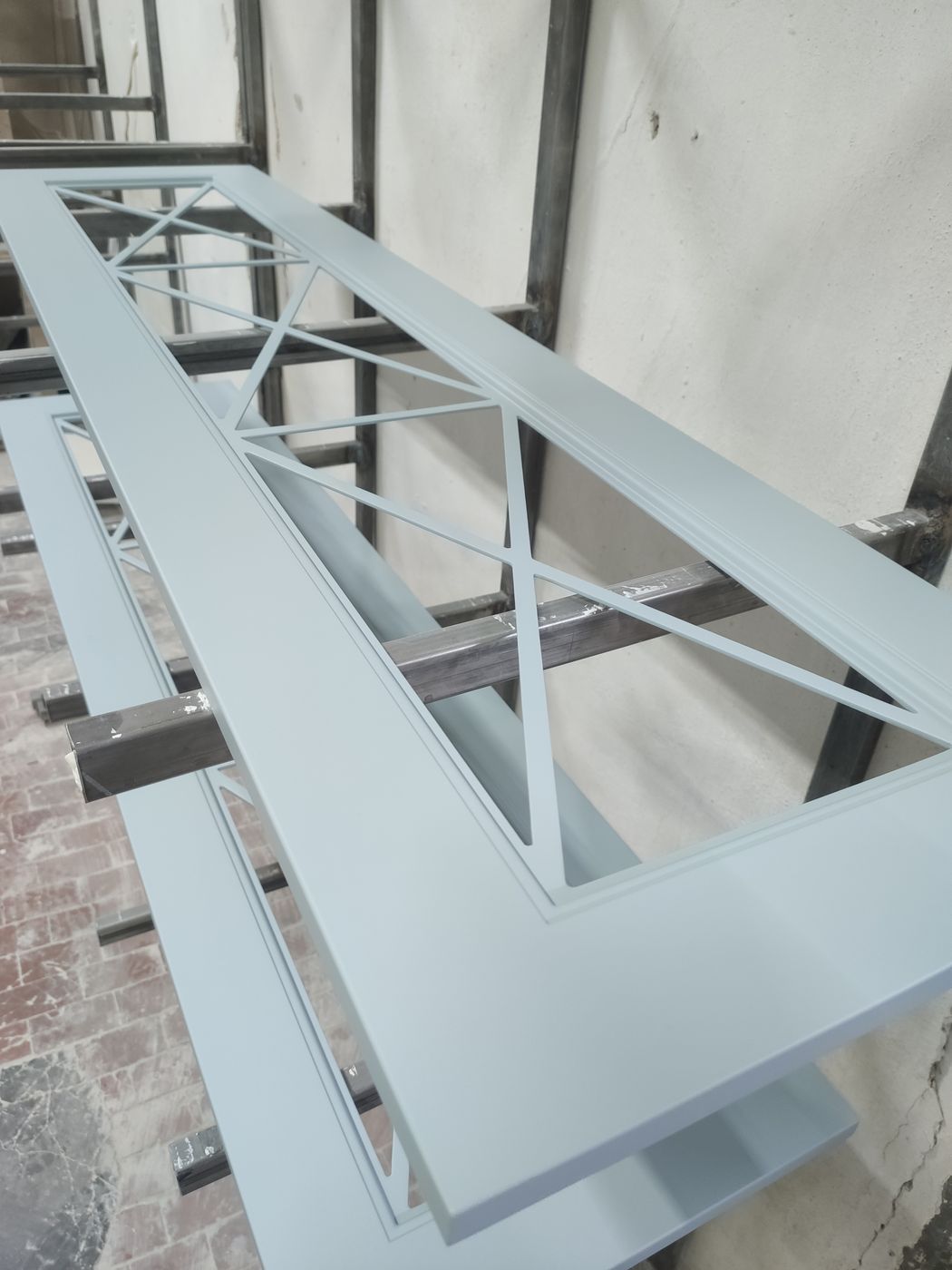Light blue lattice doors