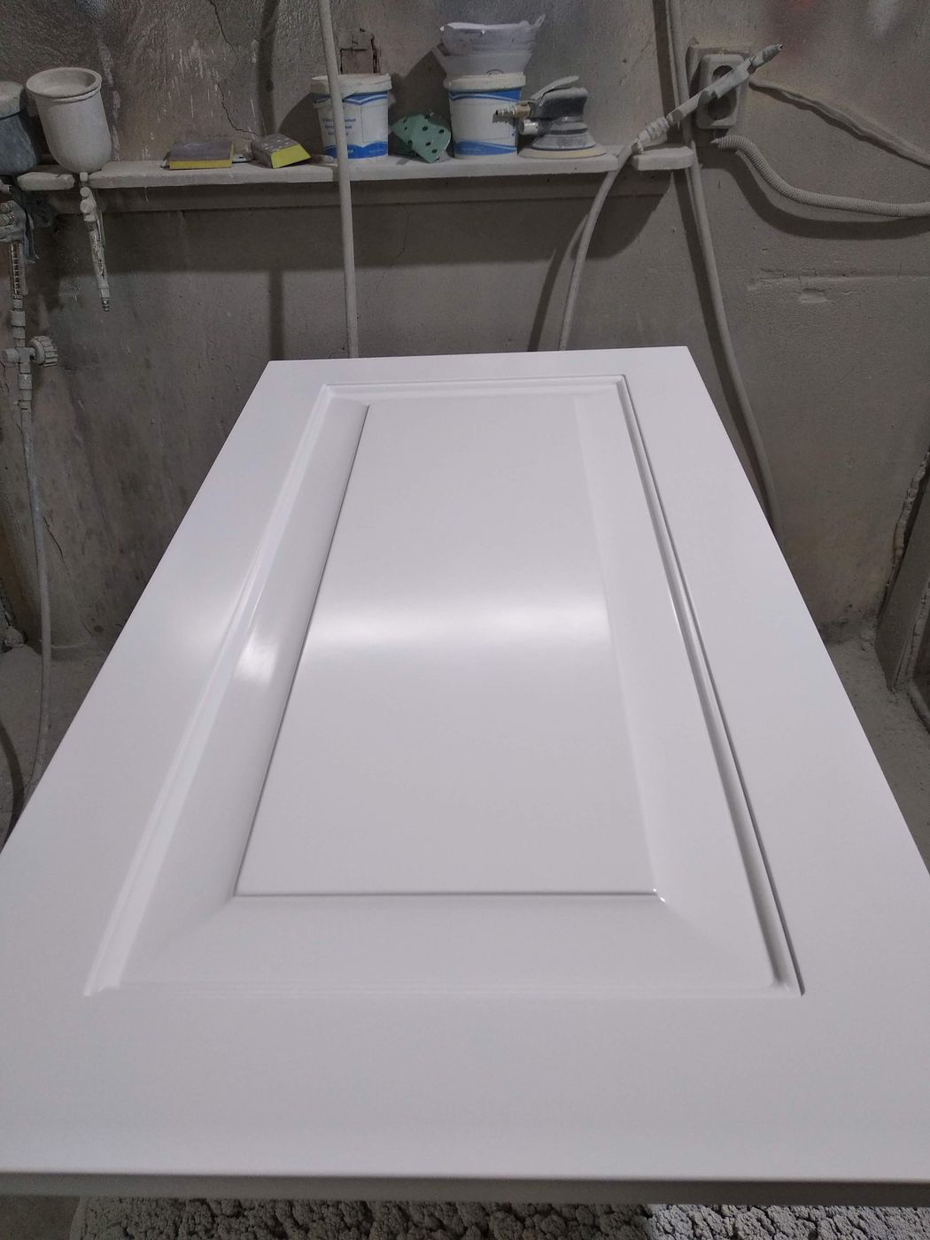White raised-panel door, smooth finish
